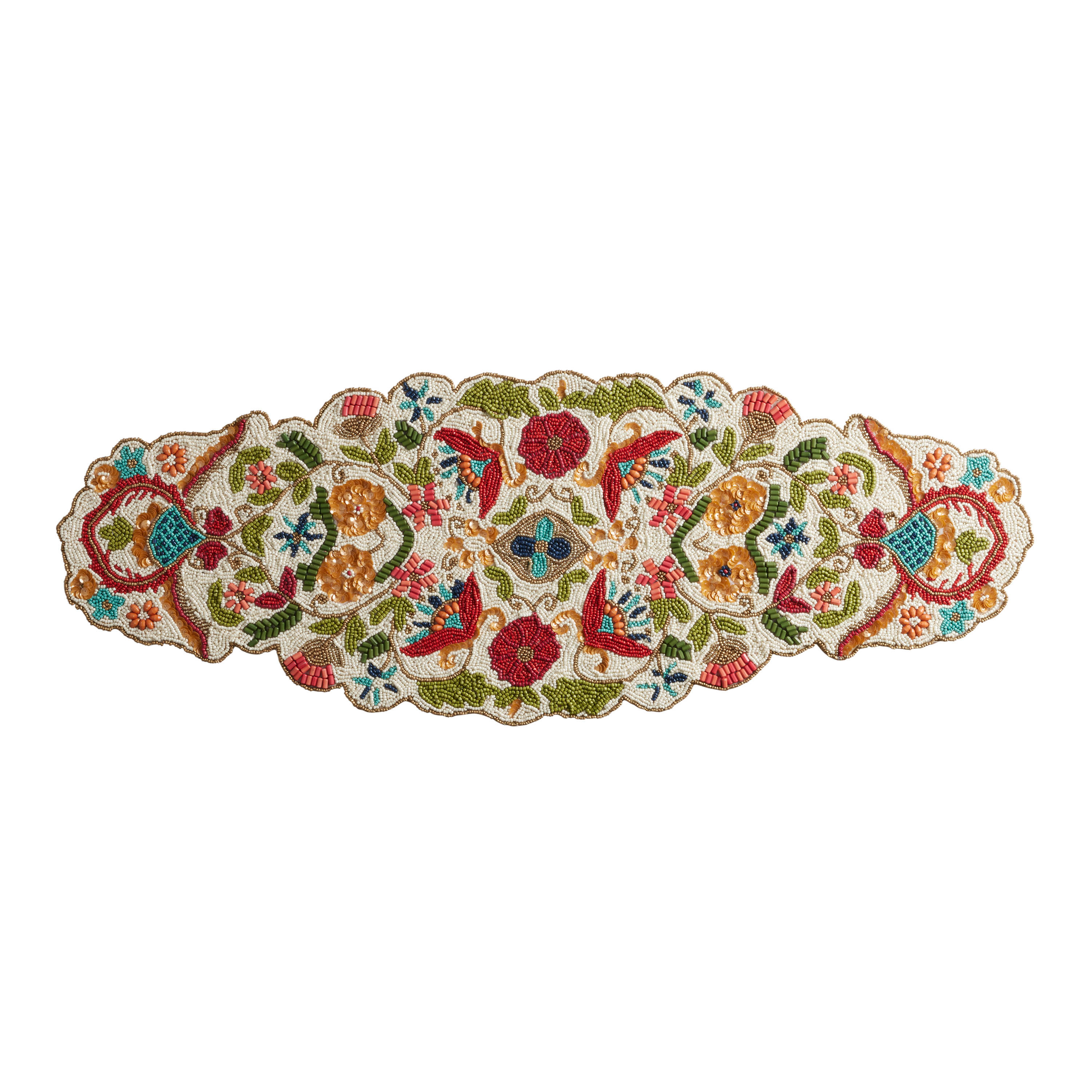 Multicolor Abstract Floral Beaded Table Runner - World Market