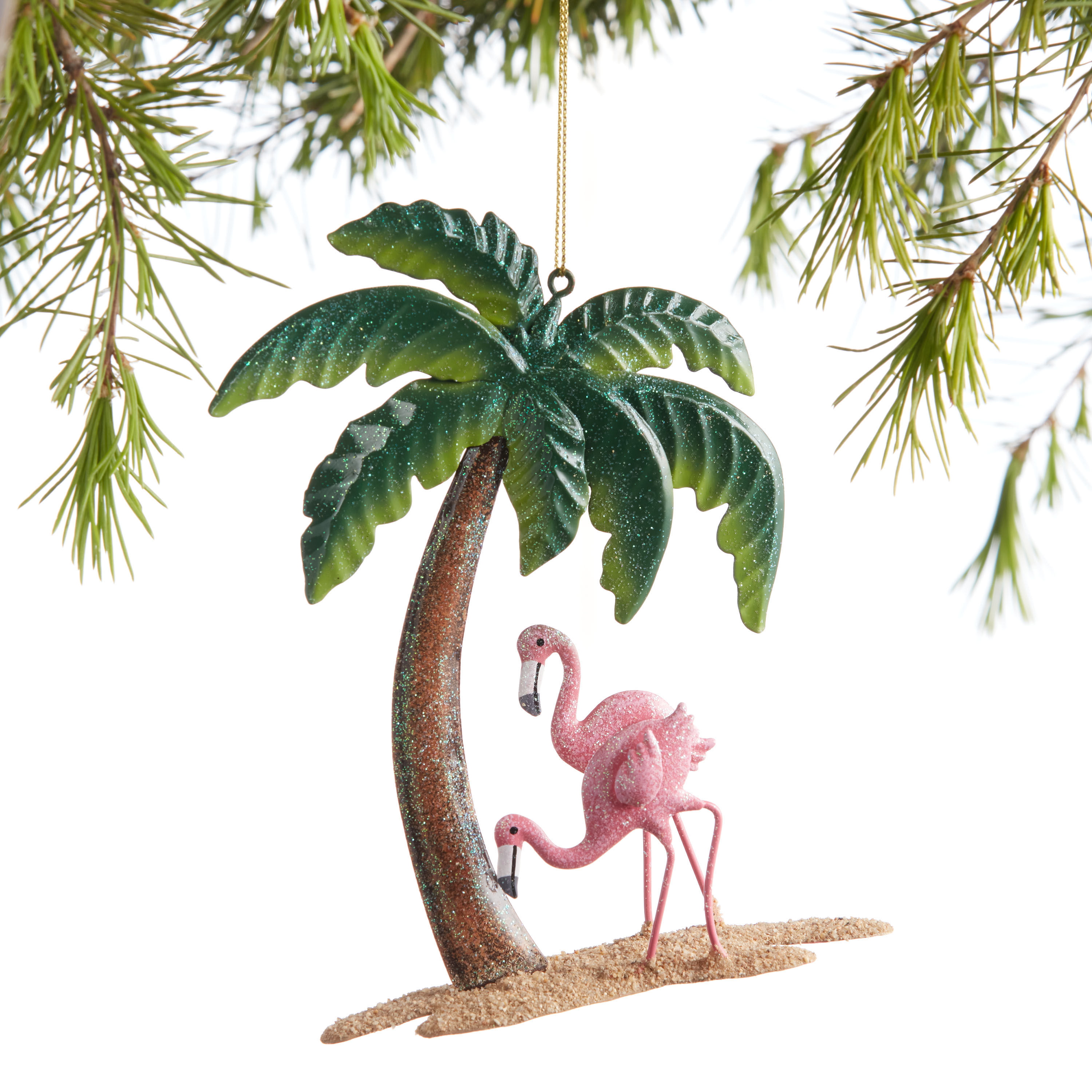 Metal Flamingo Beach Scene Ornament - World Market