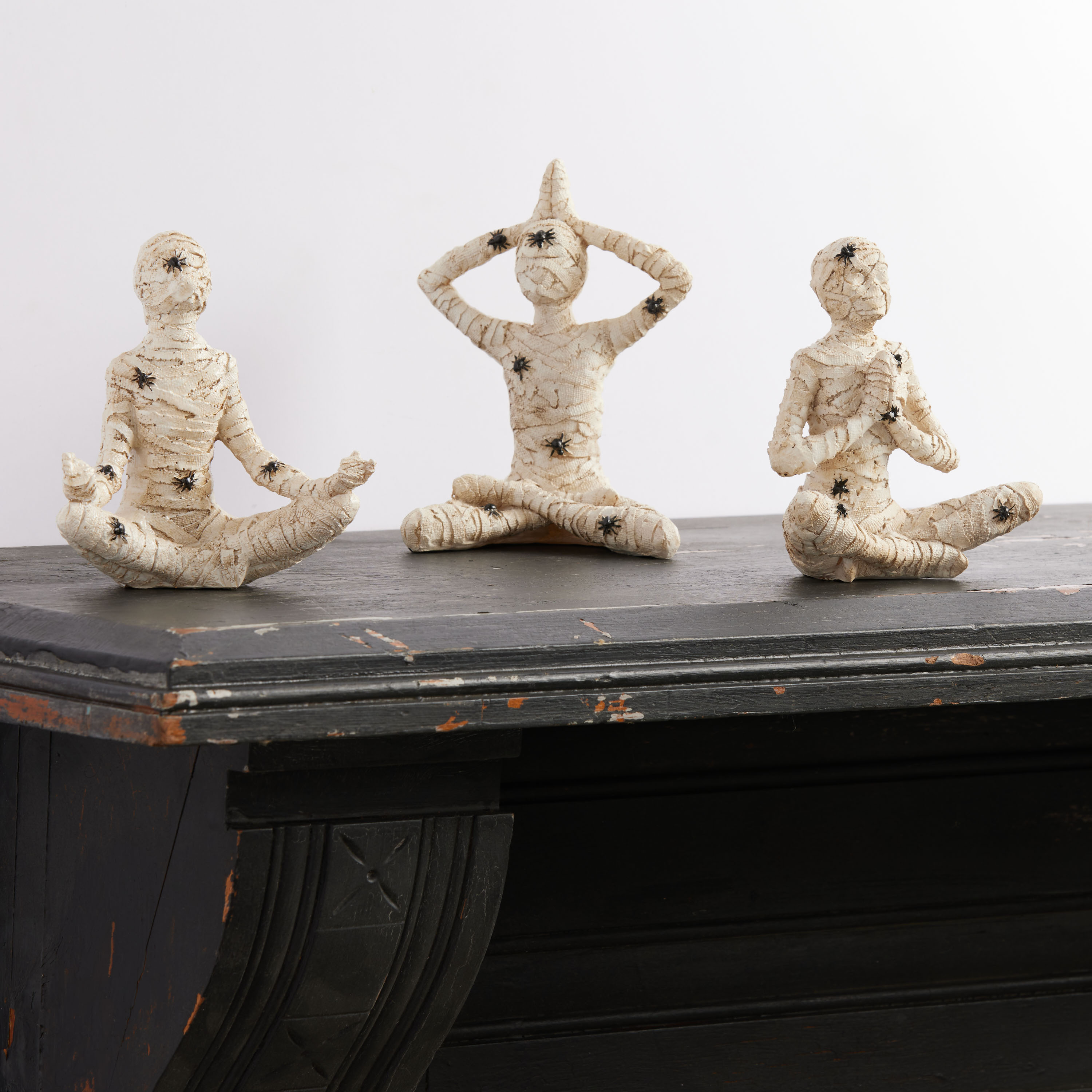  Transpac Set of 3 Zen Meditation Yoga Pose Mummy Figurines, Off- white : Home & Kitchen