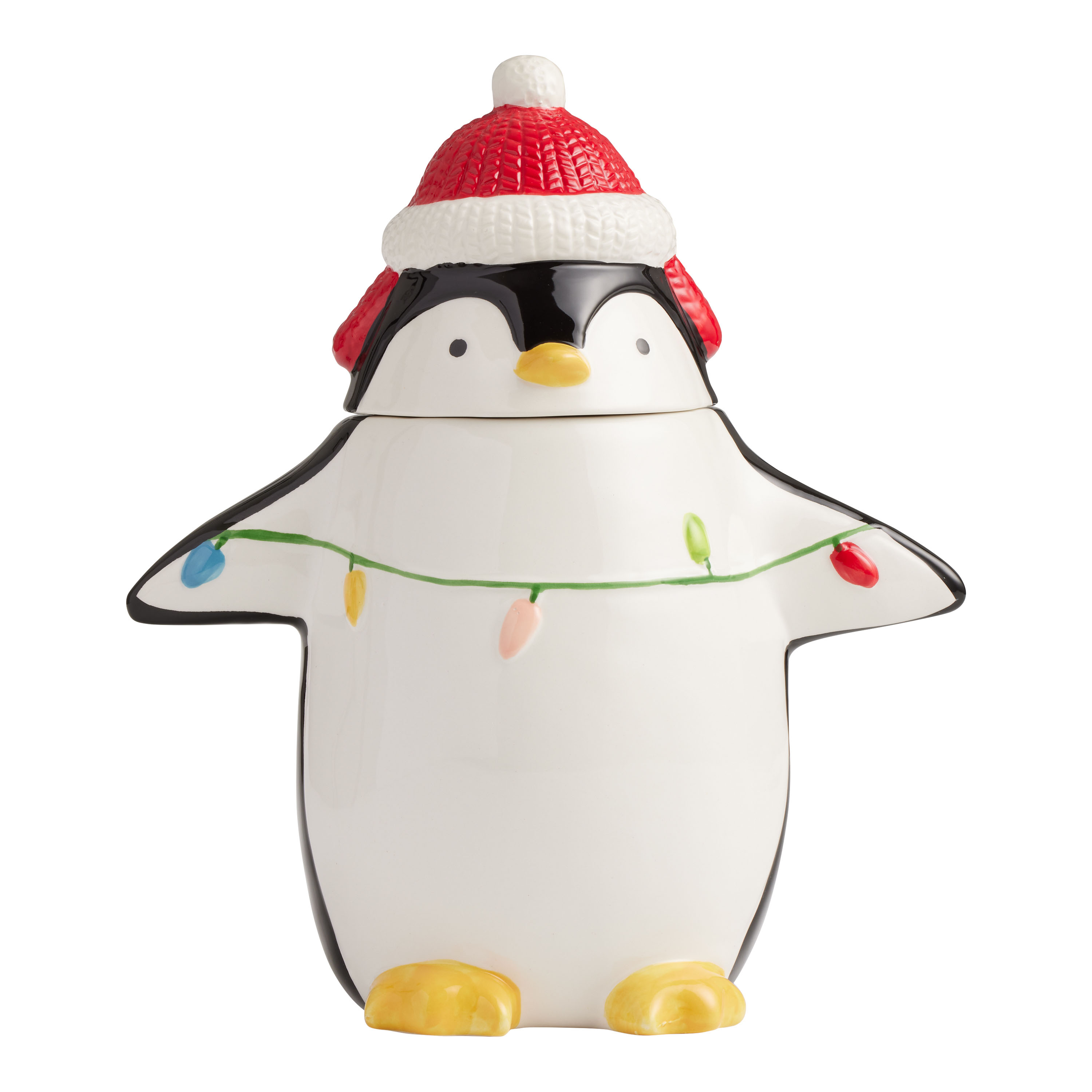 Christmas Lights Penguin Figural Ceramic Mug