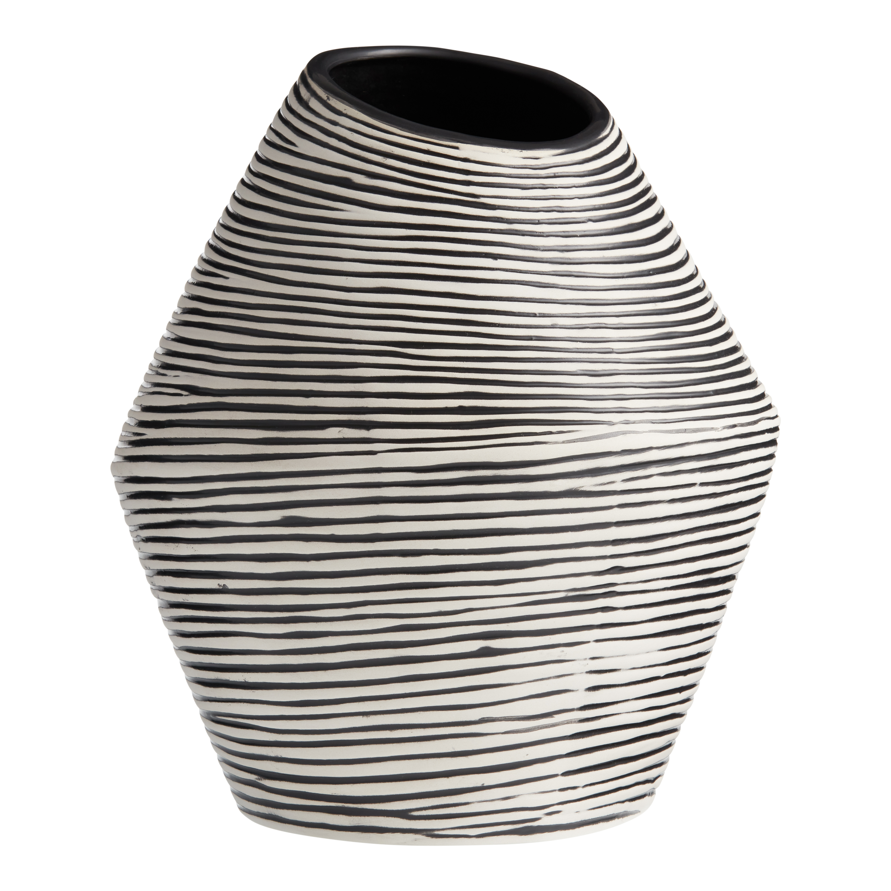 White and Ceramic Striped Asymmetrical - Market