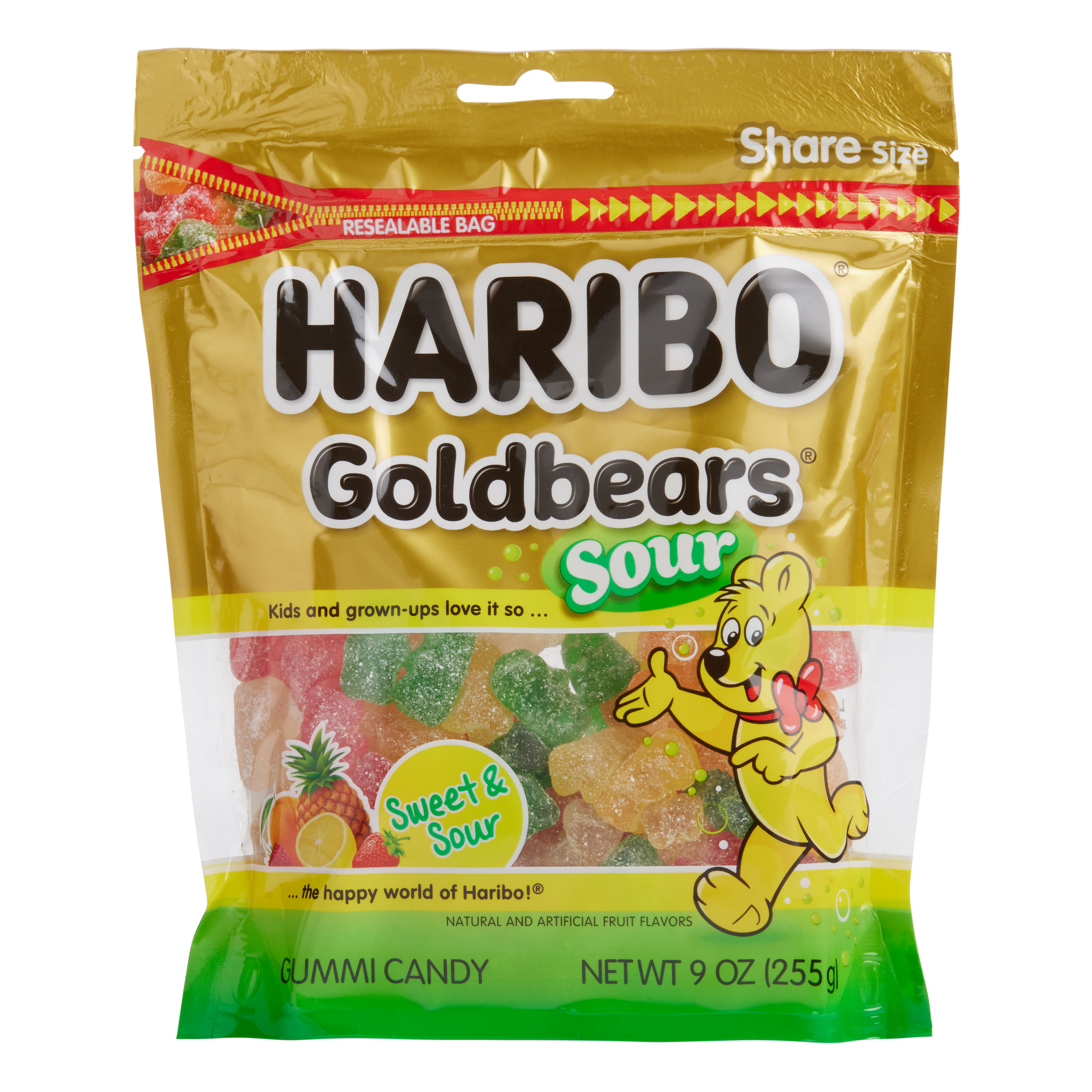Haribo Sour Gold Bears Gummy Candy Resealable Bag - World Market