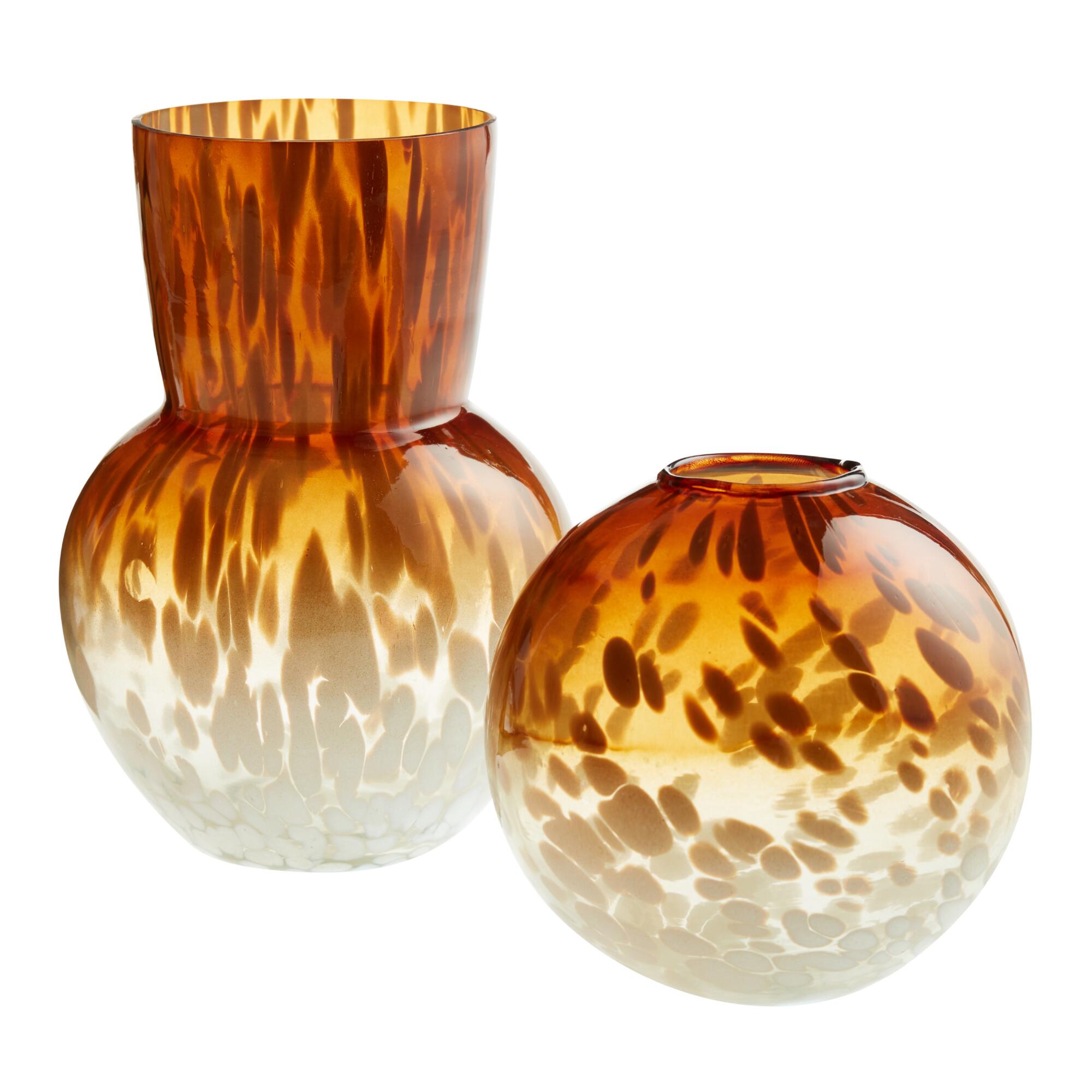 Amber And White Confetti Glass Vase Collection World Market