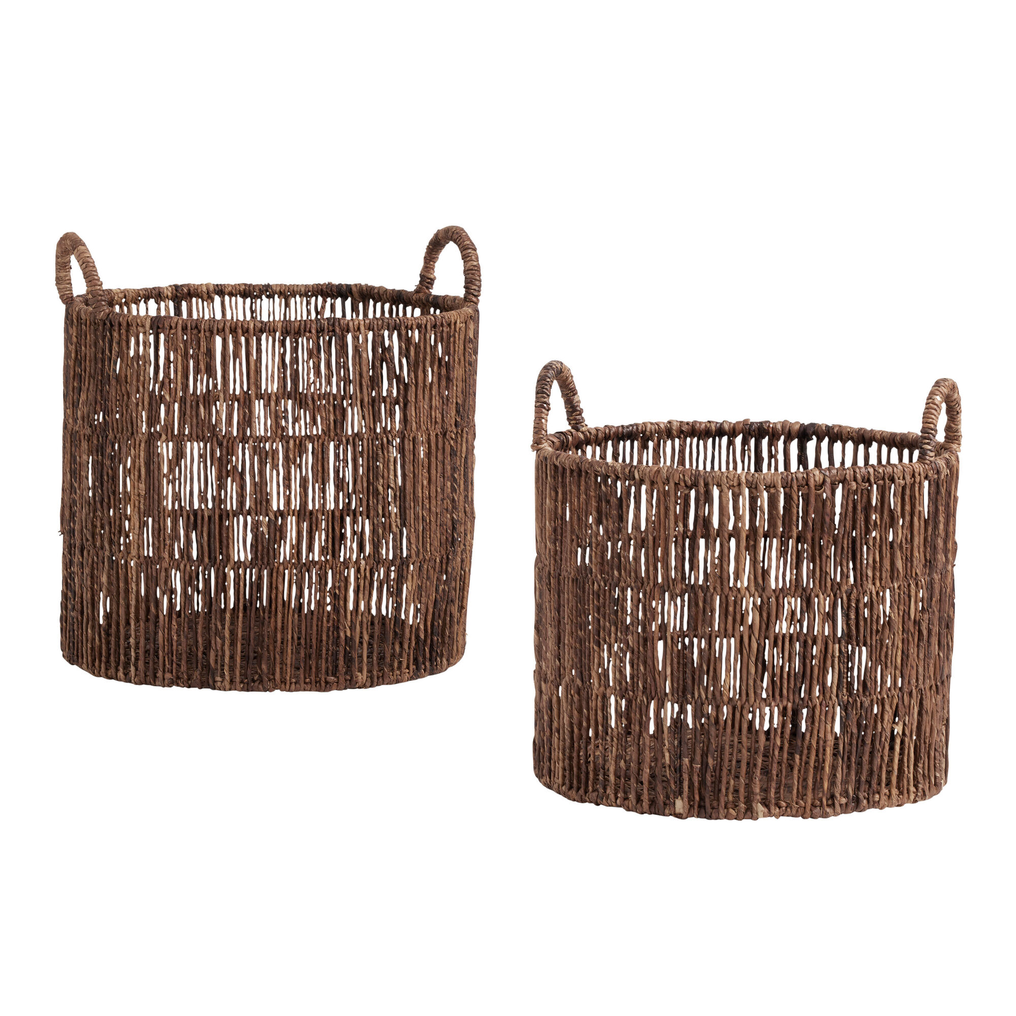 Madras Dark Brown Abaca Tote Basket - World Market