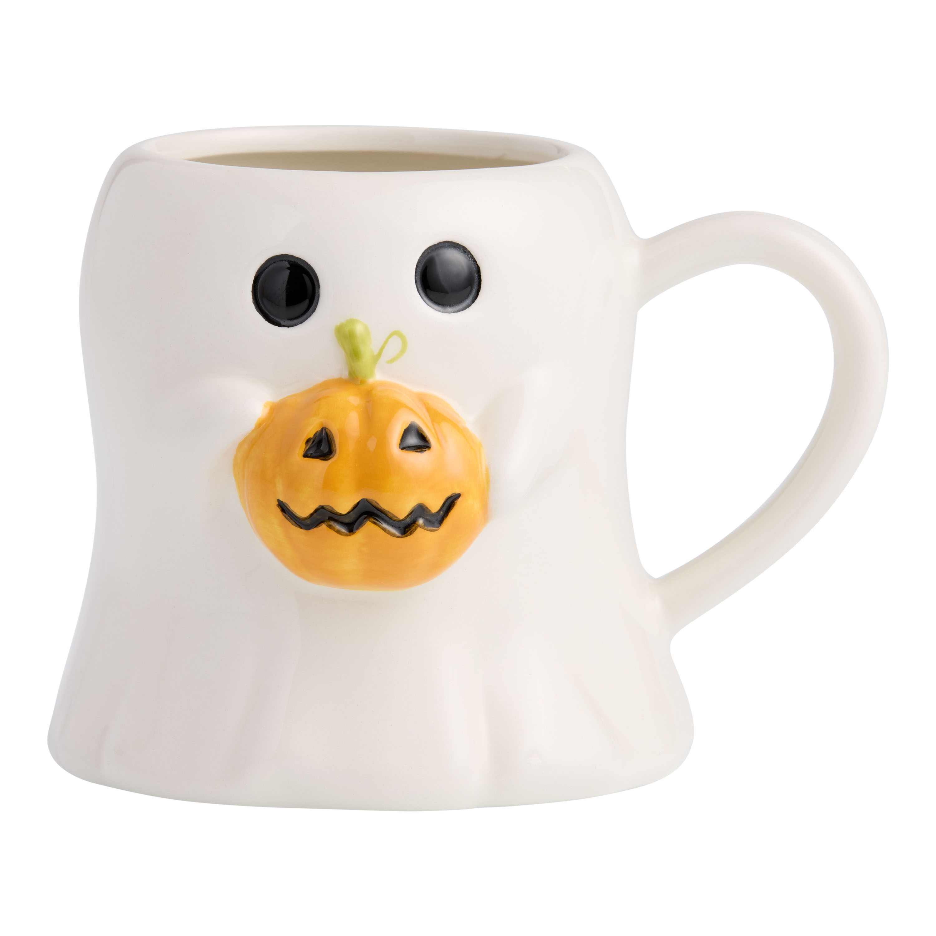 White Ghost with Pumpkin Figural Ceramic Mug - World Market