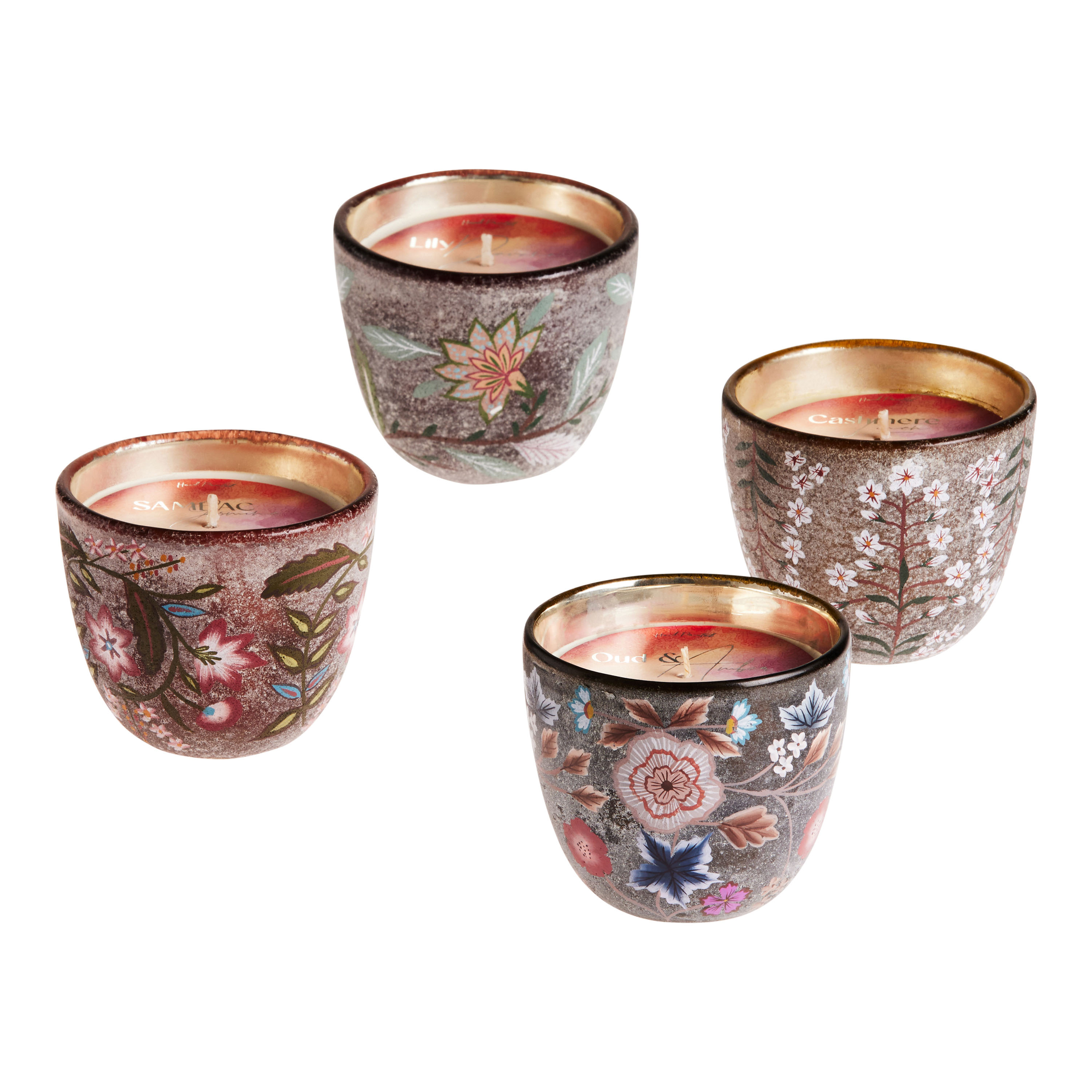 Candle Glass Floral Market World Painted - Handmade Scented