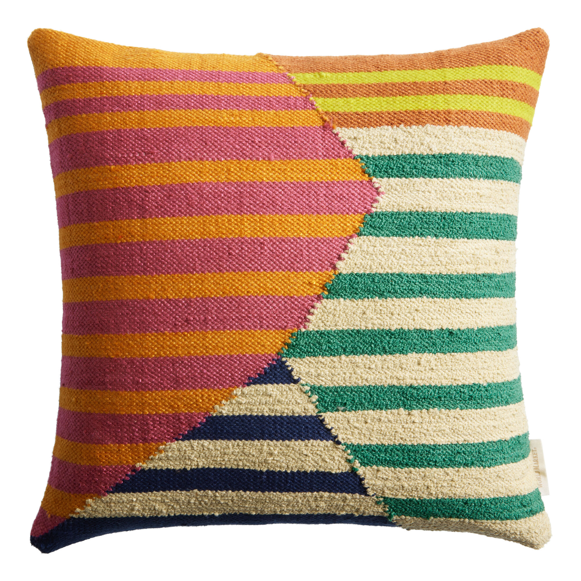 Multicolor Geometric Stripe Indoor Outdoor Throw Pillow - World