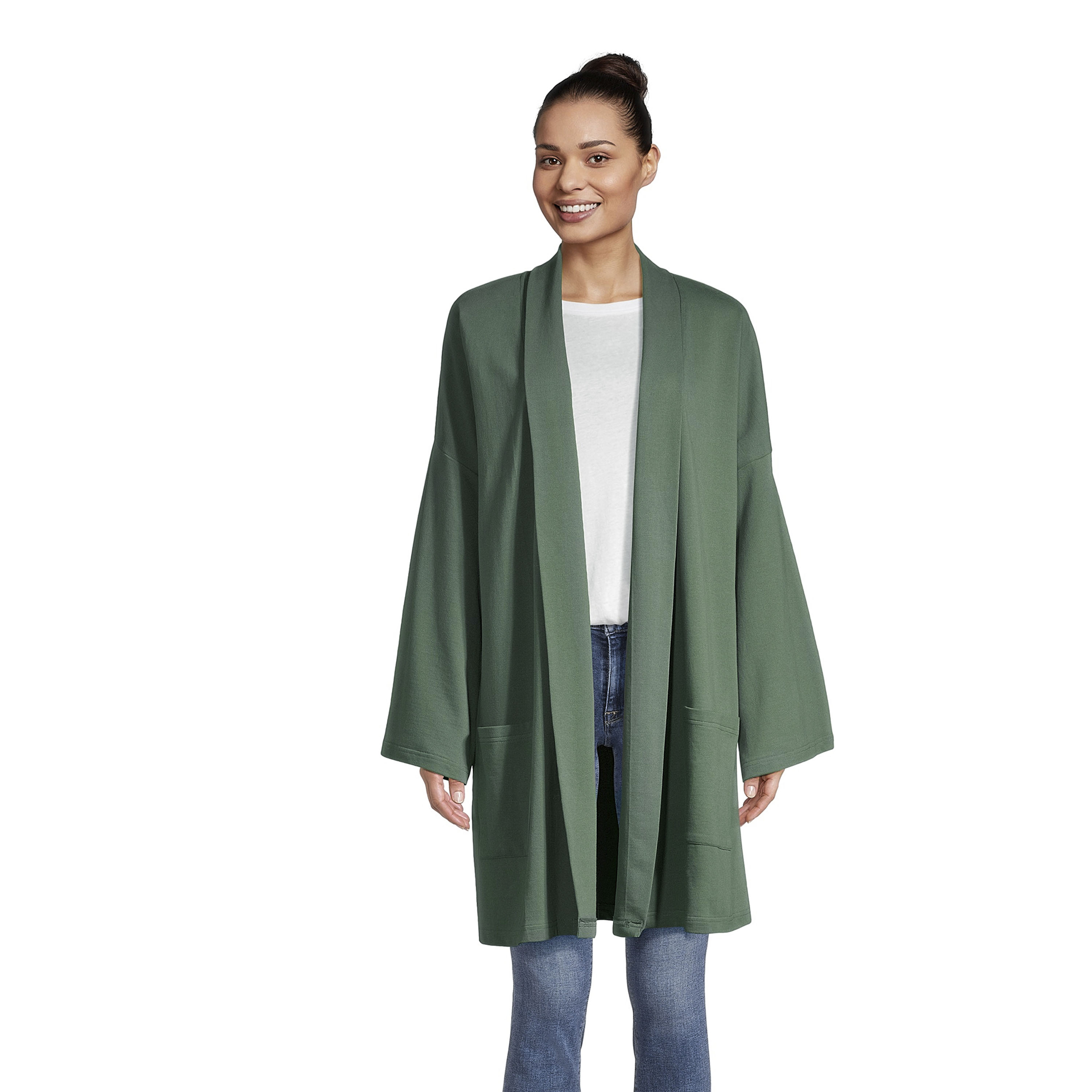 Green open hotsell front sweater