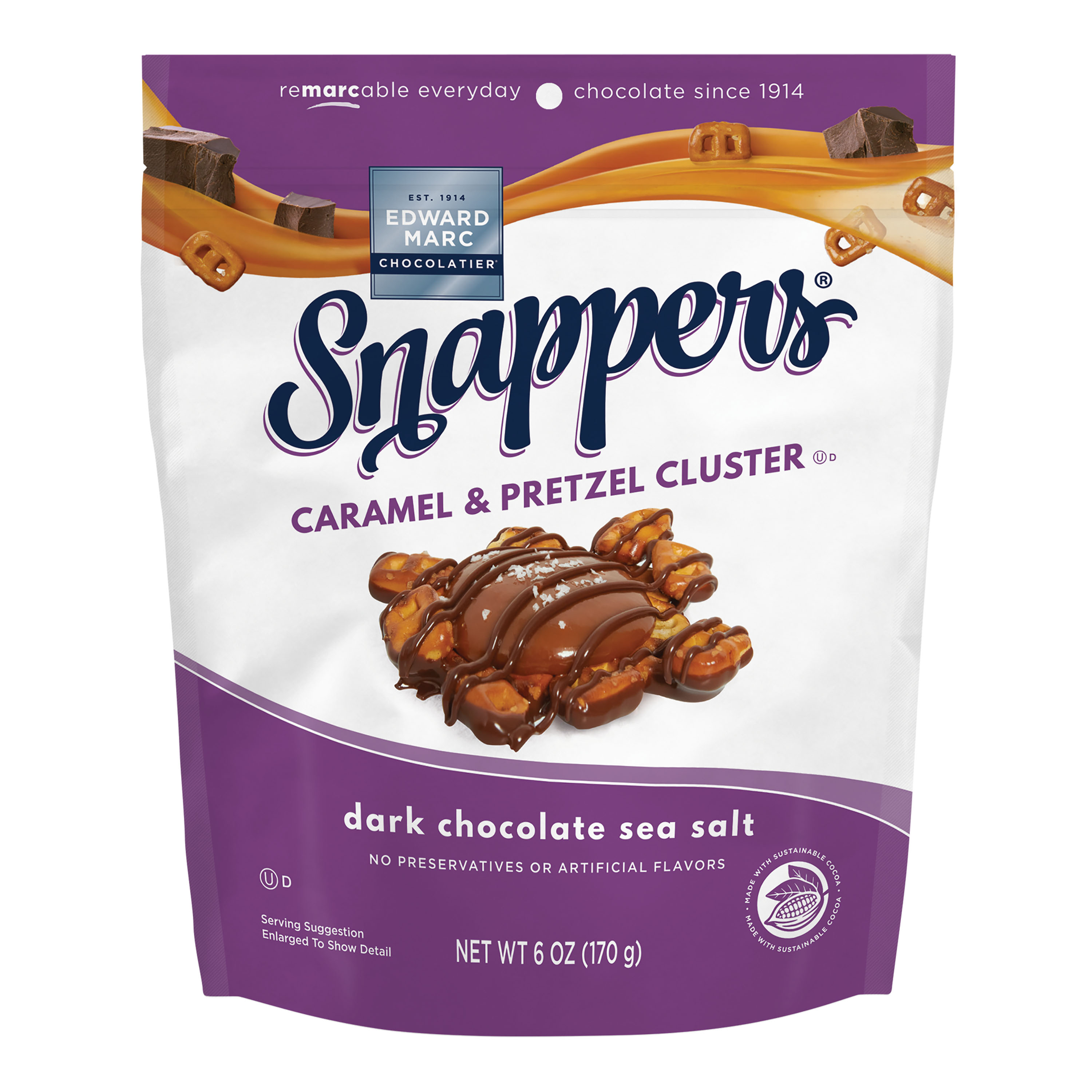 Edward Marc Snappers Dark Chocolate Caramel Pretzel Clusters - World Market