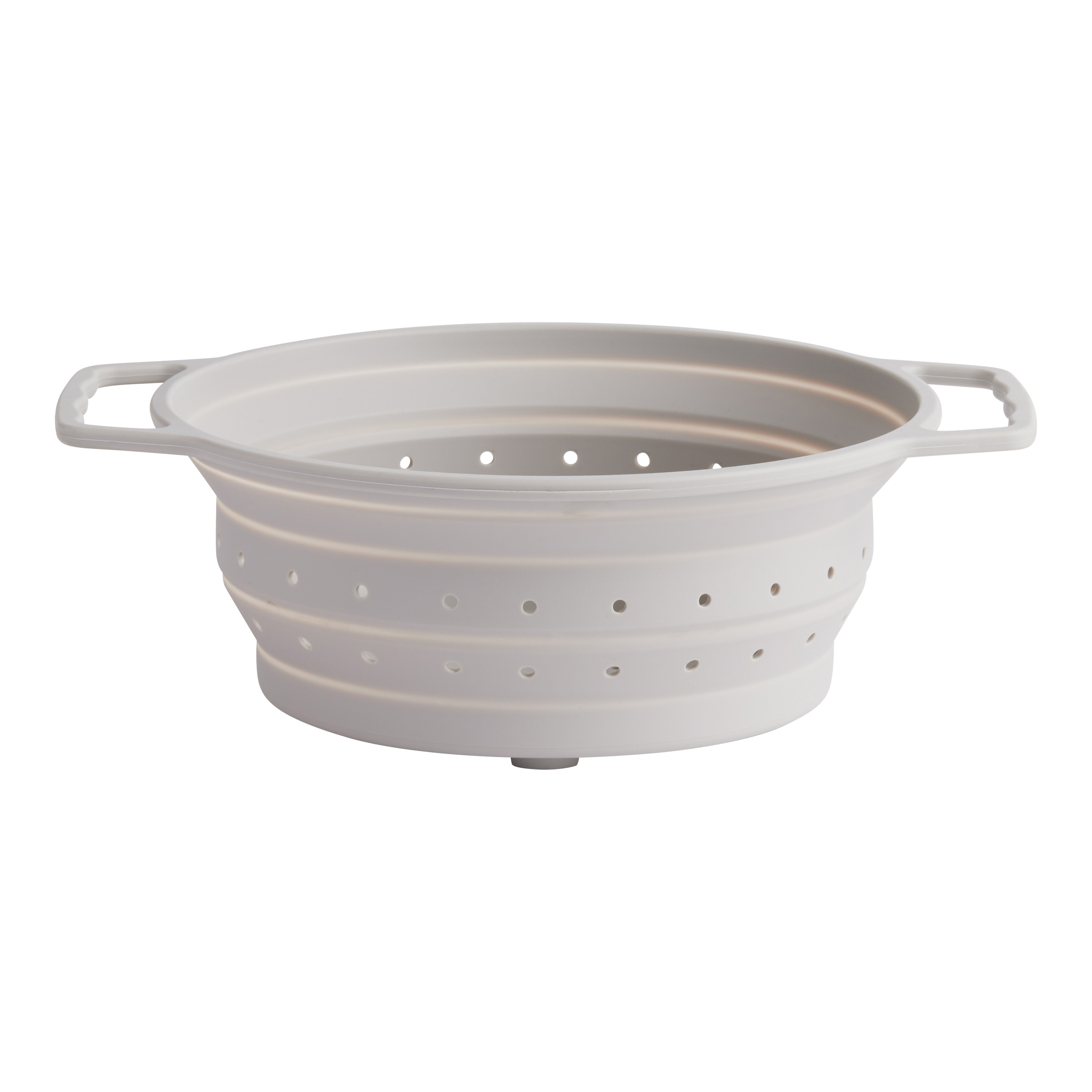 Round Beige Silicone Collapsible Colander - World Market