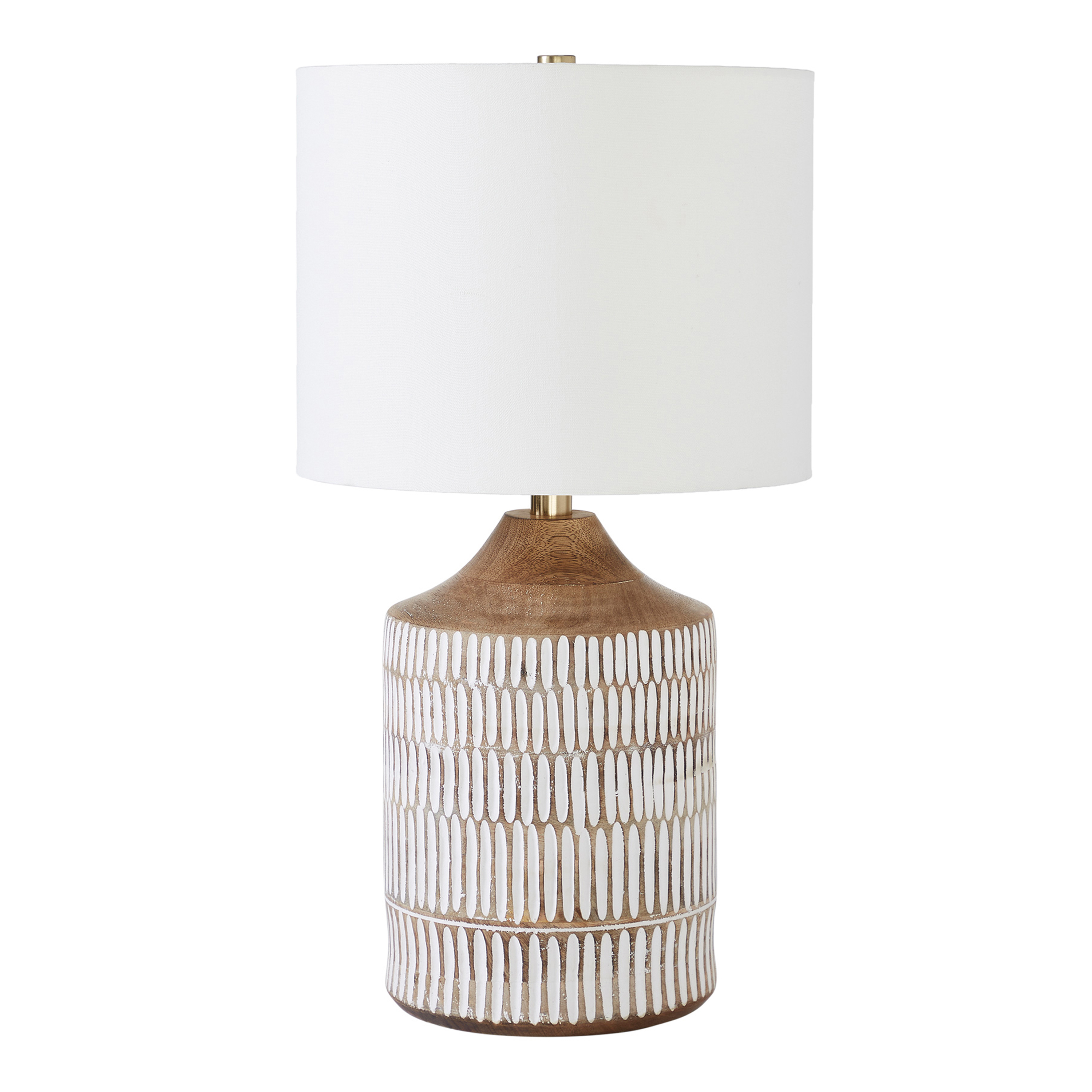 Felix Whitewash Mango Wood Dash Table Lamp - World Market