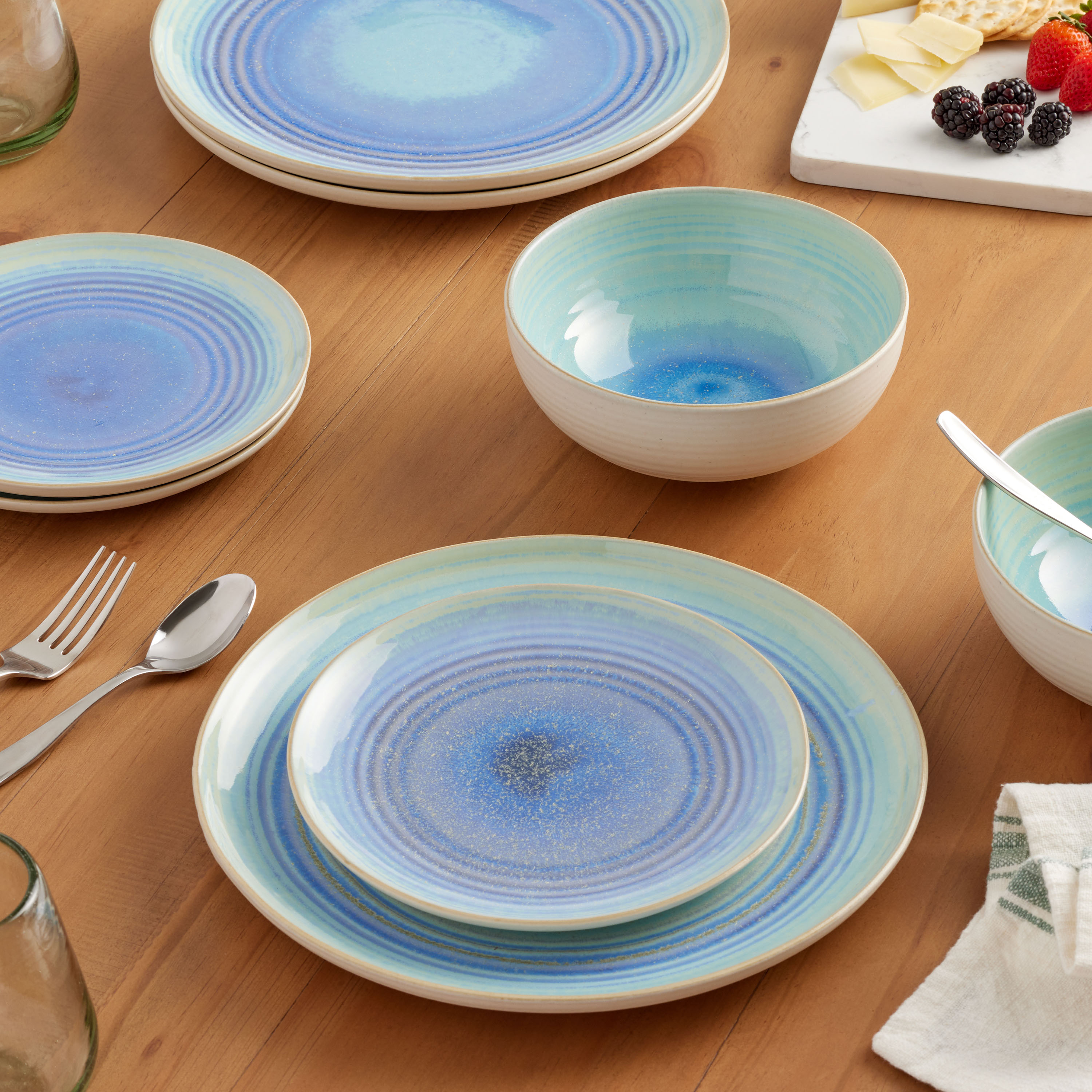 Cove Aqua Crackle Reactive Glaze Dinnerware Collection - World Market