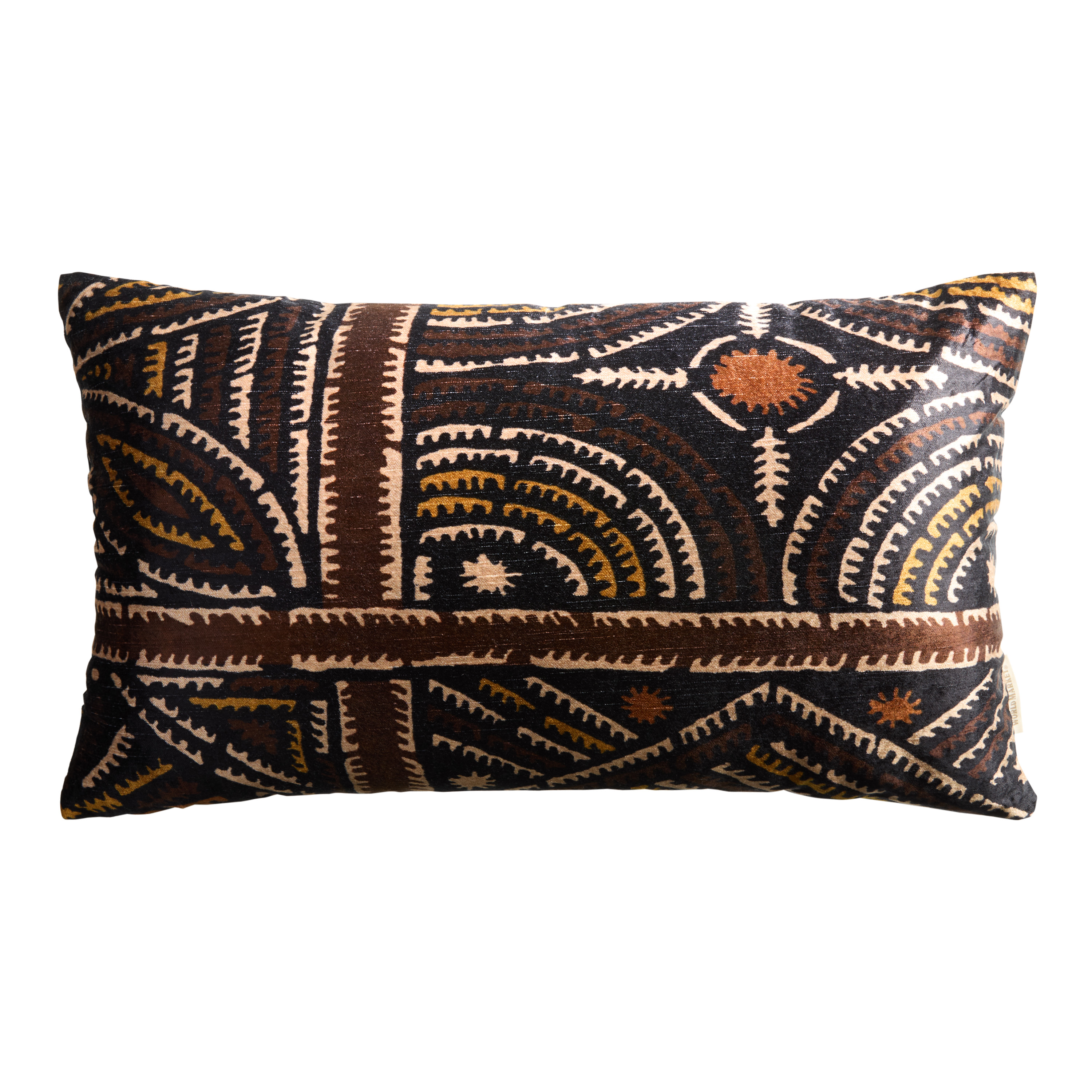 Black and Brown Velvet Cross Lumbar Pillow - World Market