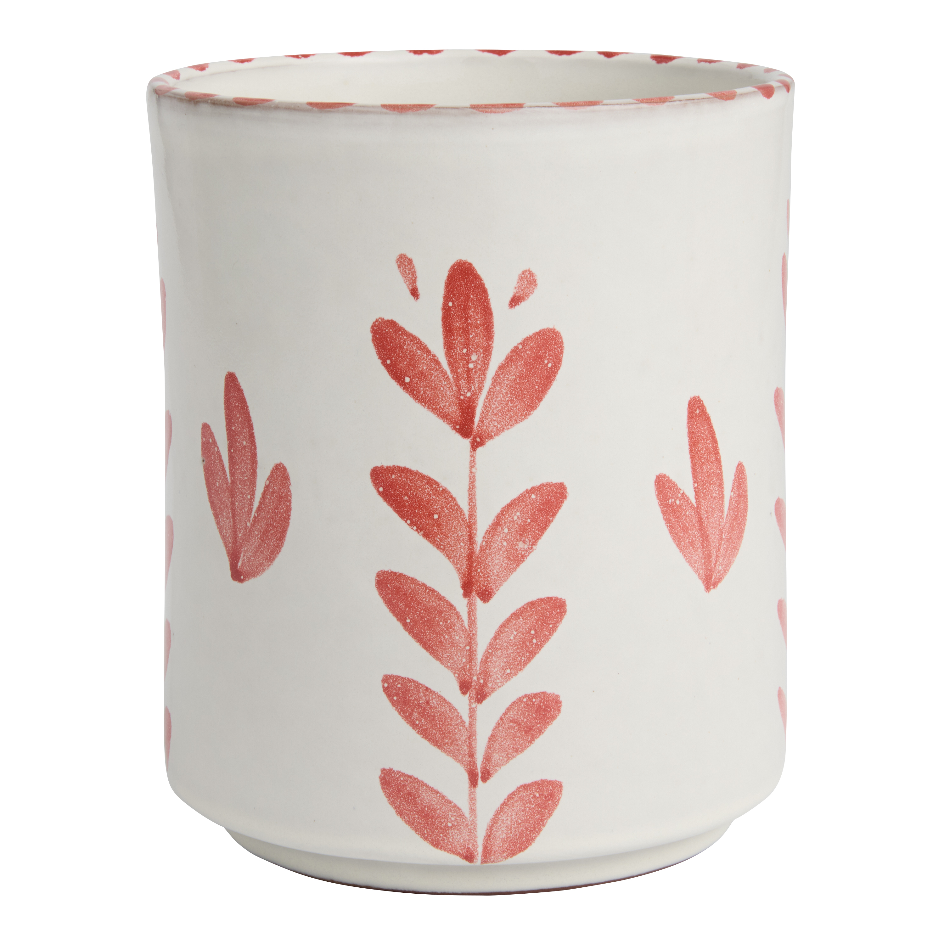 Almada Round Coral Hand Painted Utensil Holder World Market