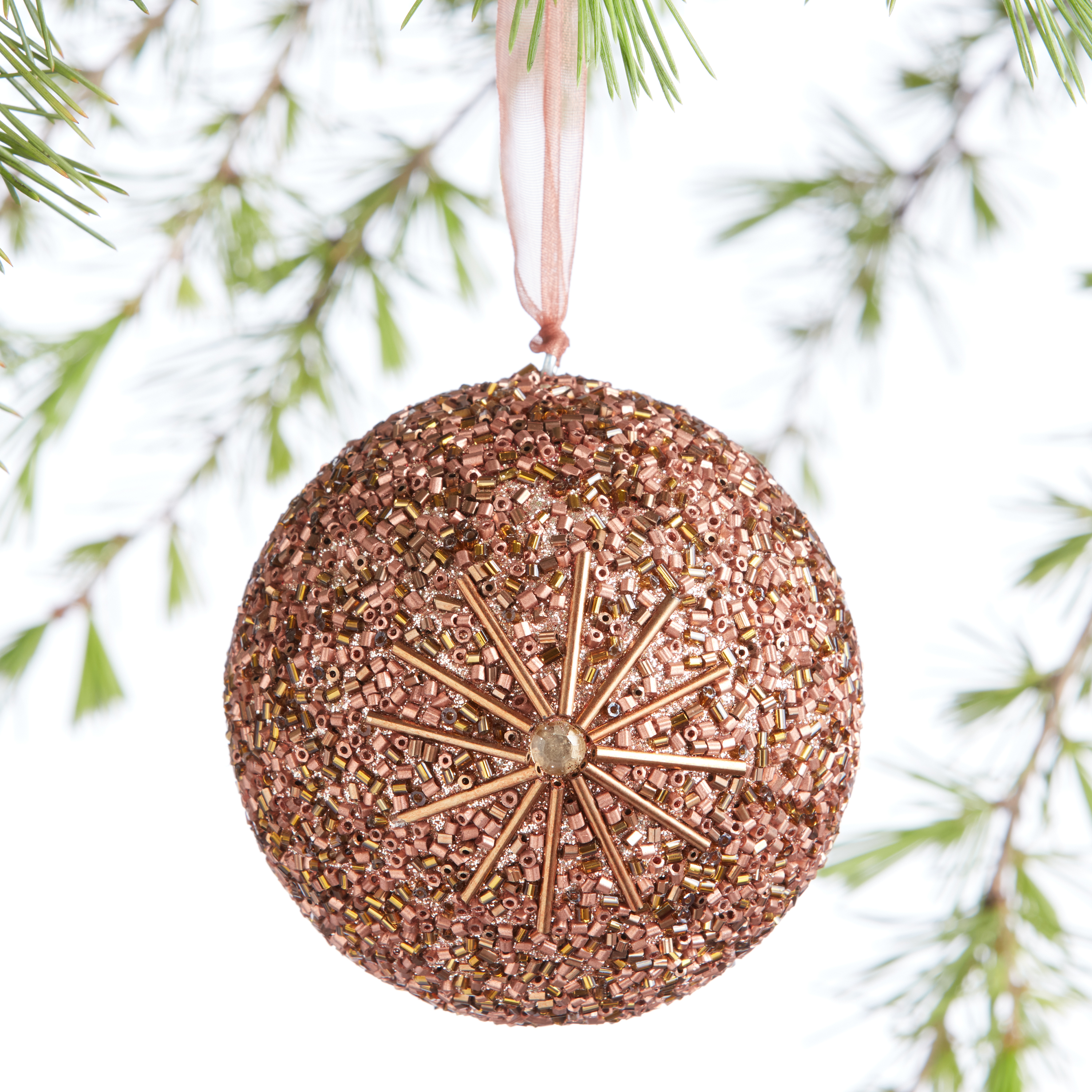 3.5 Glitter Ball Ornament - Red - Decorator's Warehouse