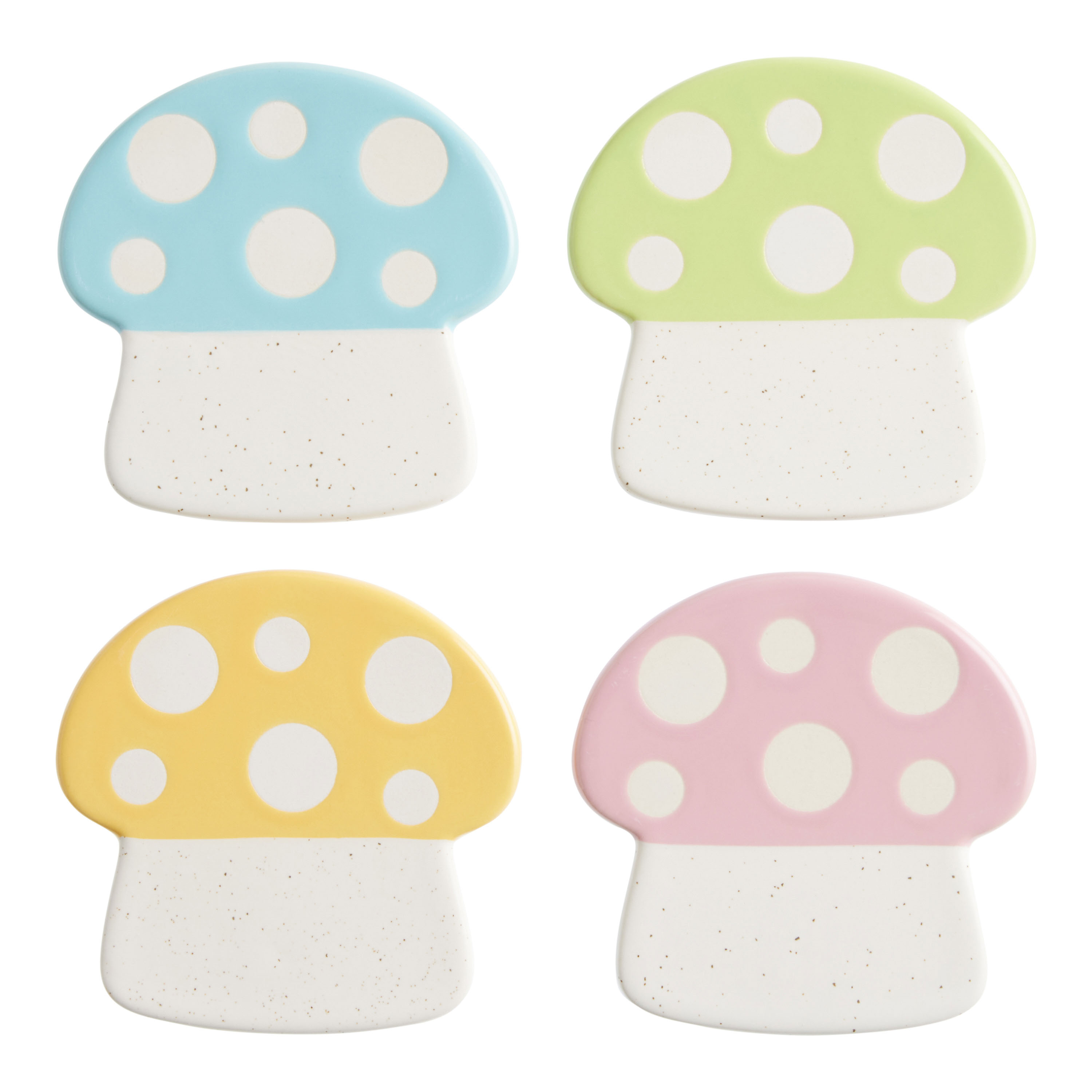 Bright Mushroom Stoneware Coasters 4 Pack - World Market