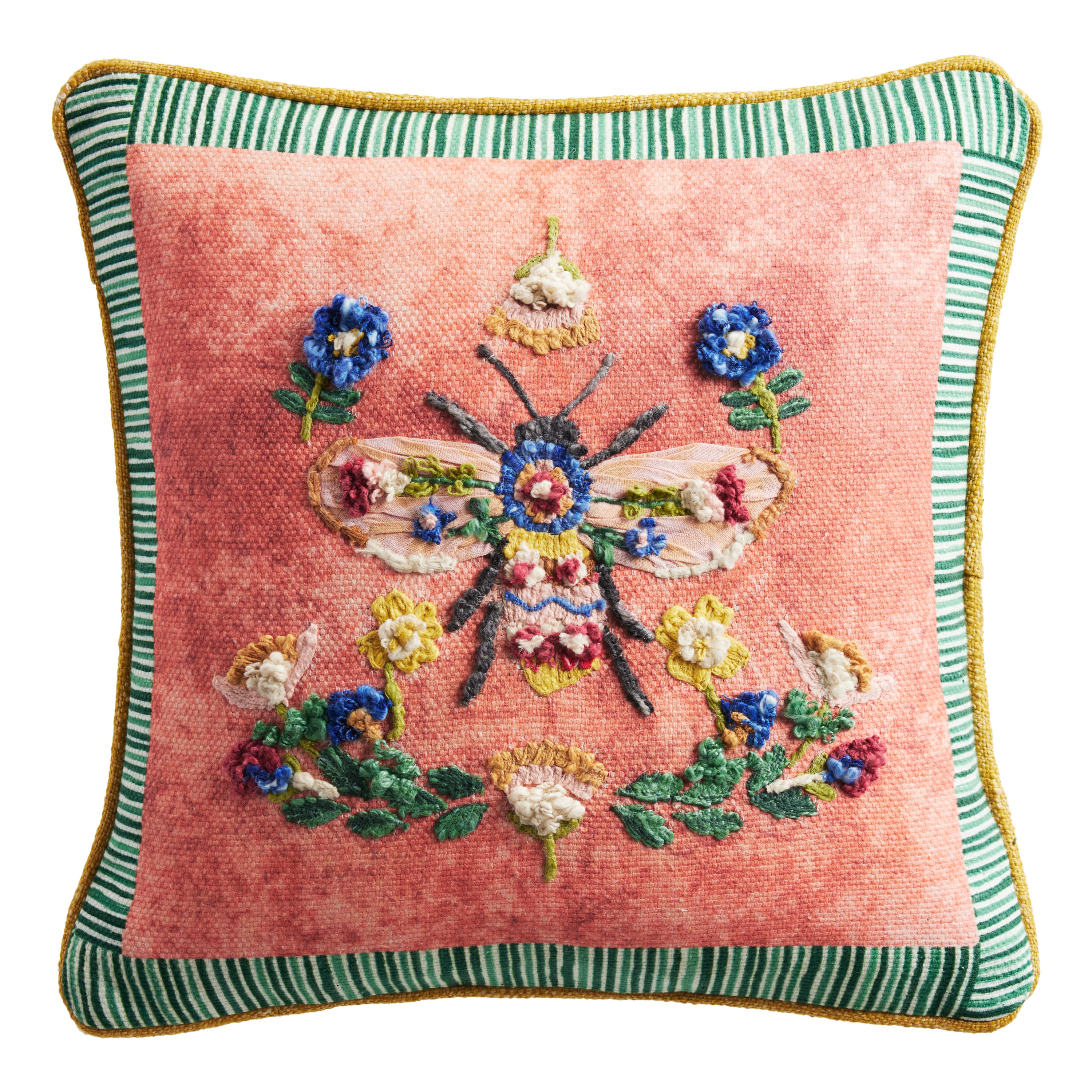 Cherry Blossom Flowers Needlepoint Down Throw Pillow