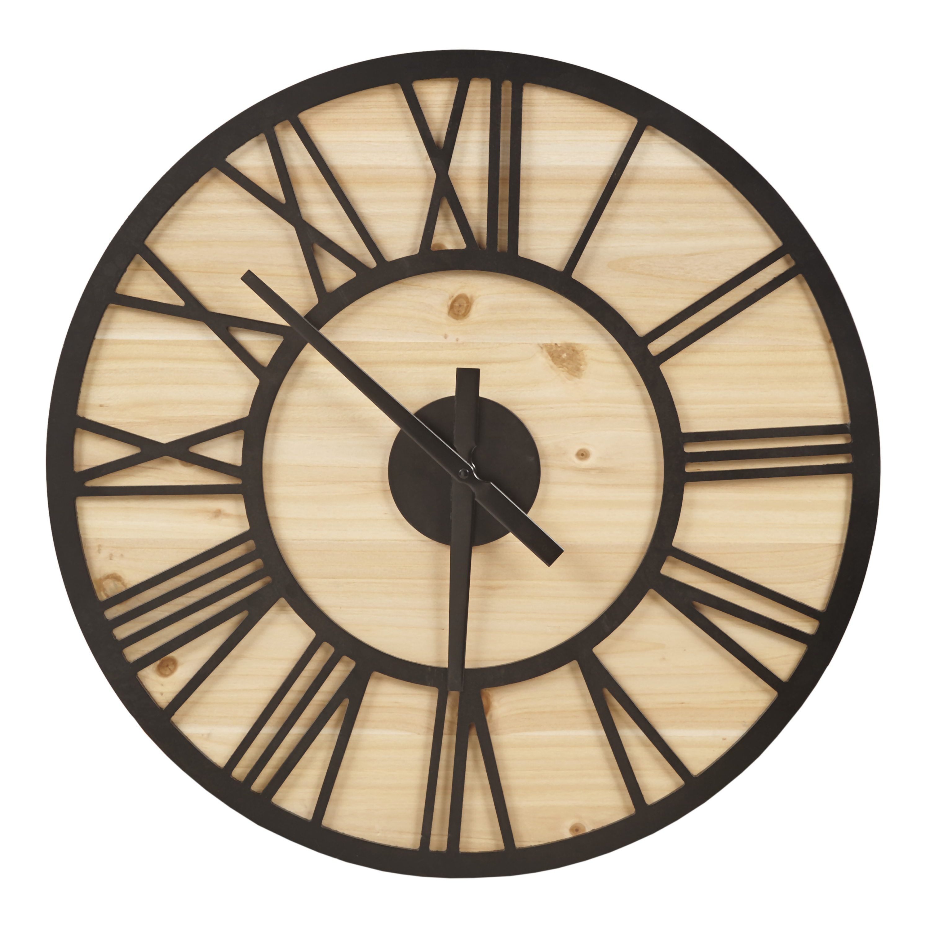 Dana Natural Wood And Black Metal Wall Clock World Market