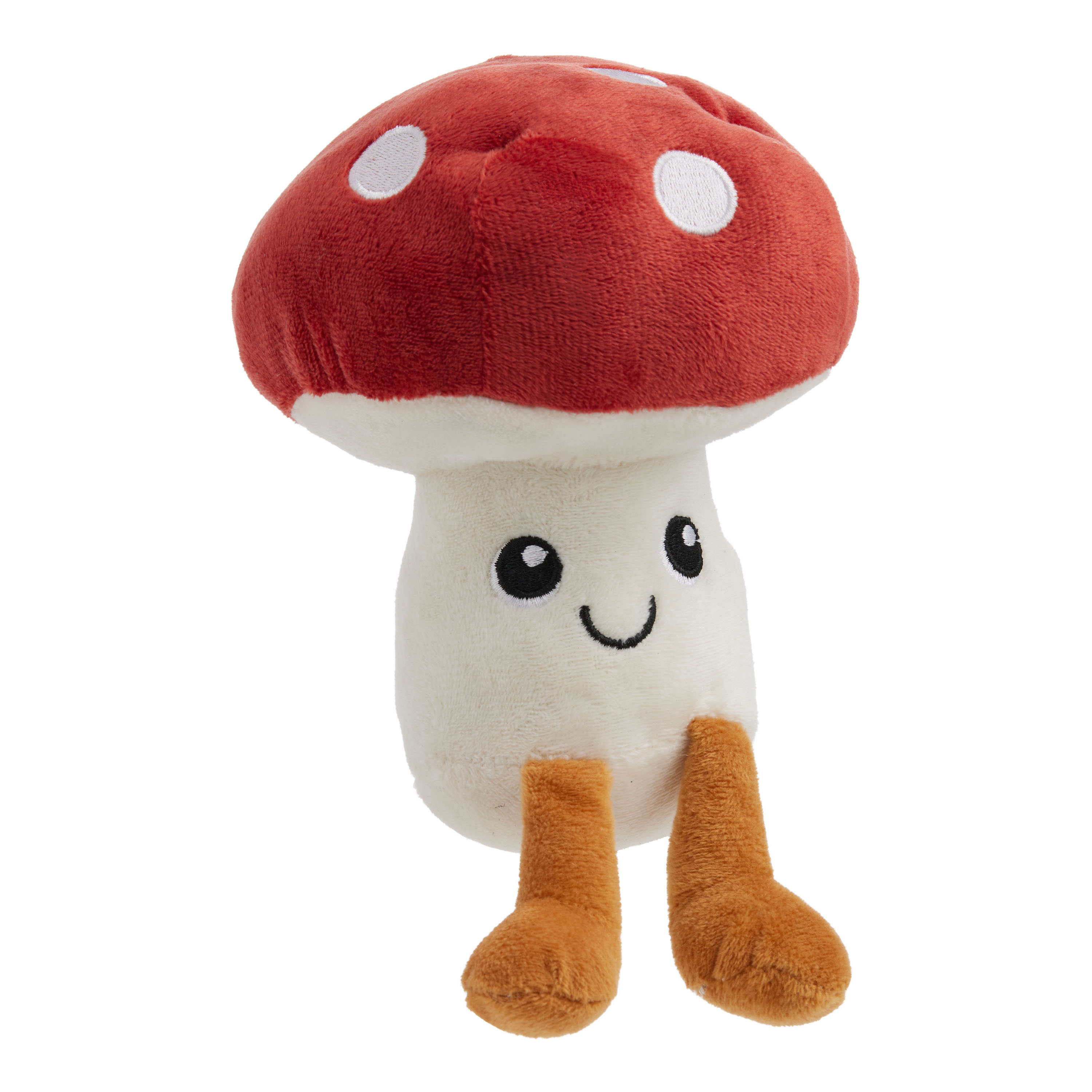 Bow Wow Red and White Plush Mushroom Squeaky Dog Toy - World Market