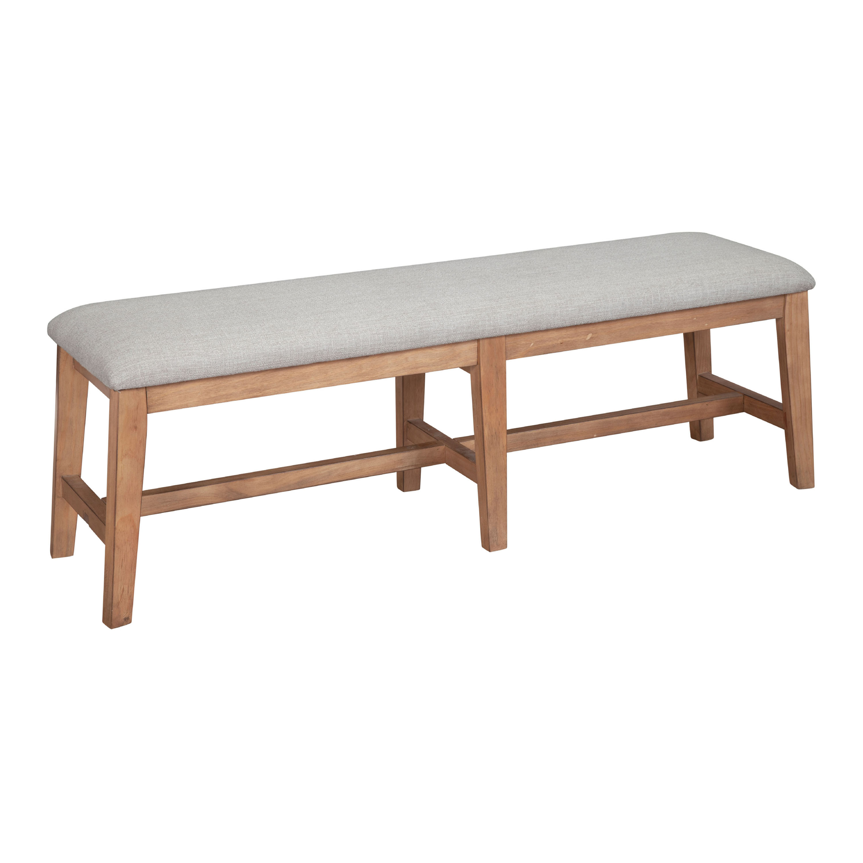 Brenden Natural Pine Upholstered Dining Bench - World Market