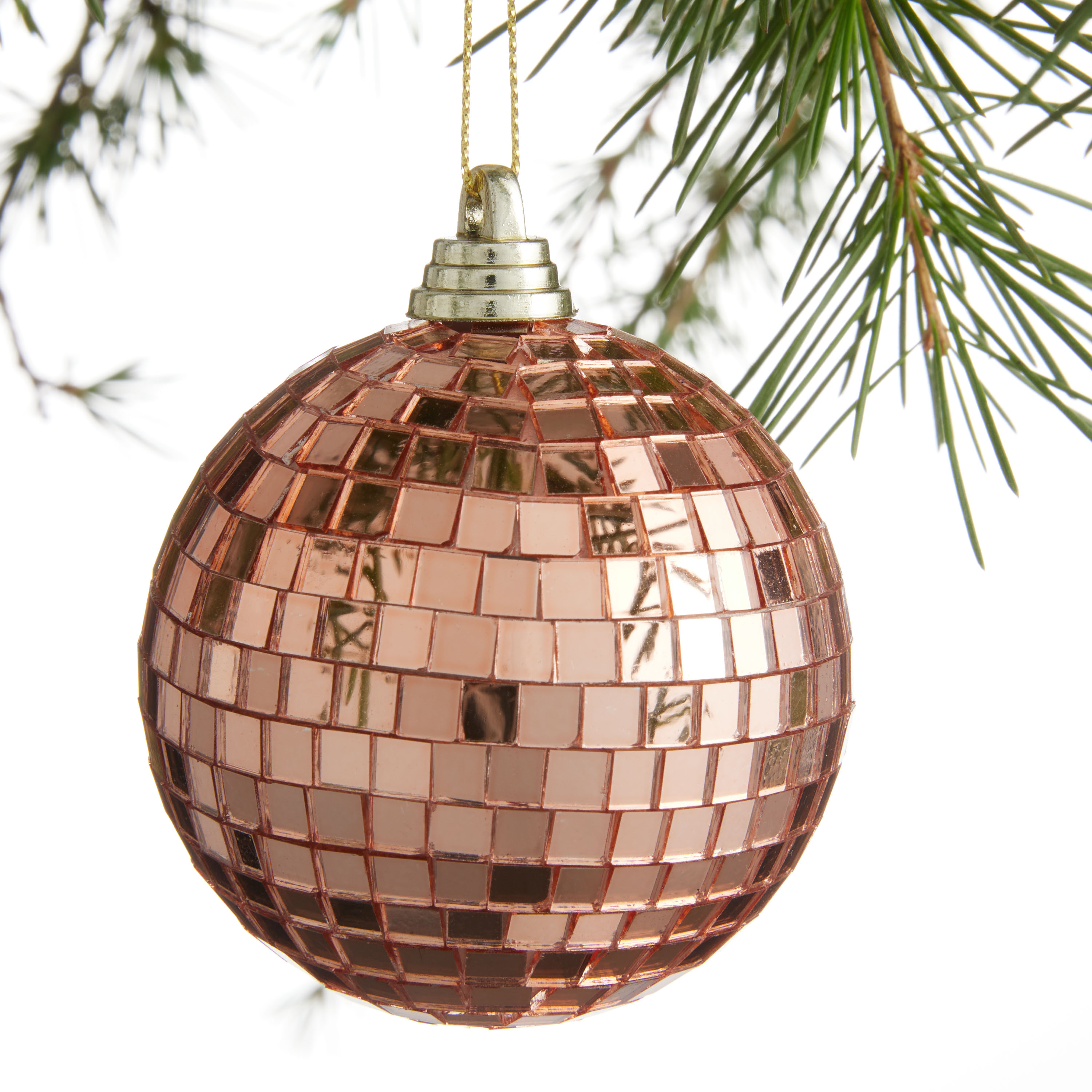 World Market Pink & Gold Ombre Disco Ball Ornament Winter Handcrafted