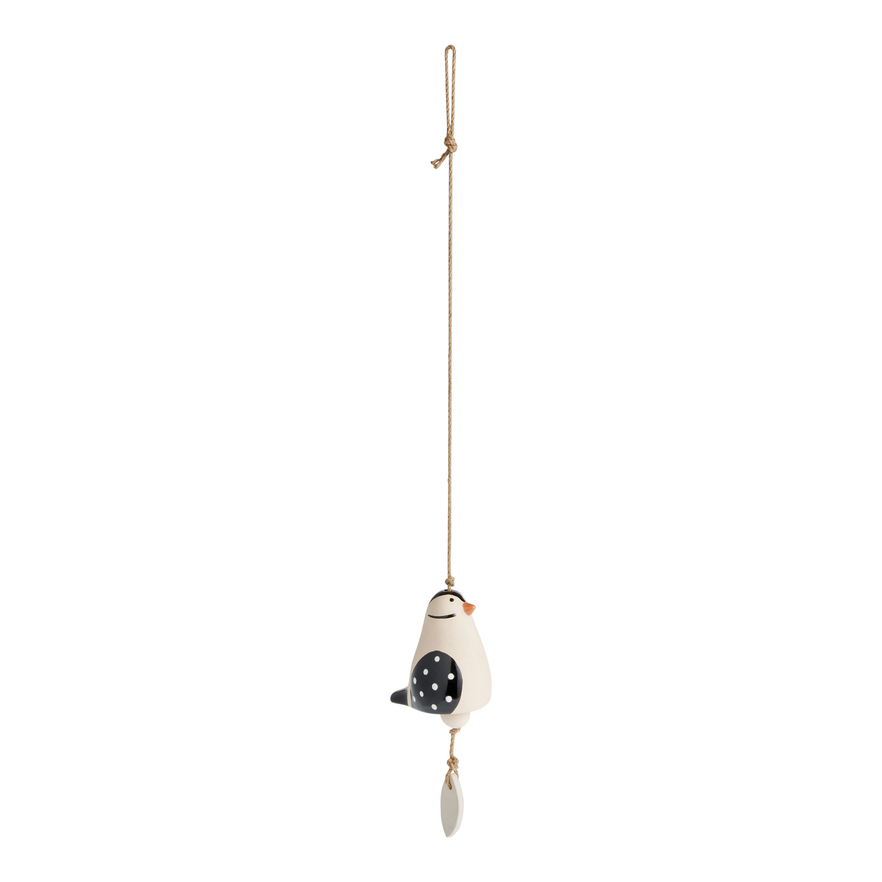 Natural and Black Ceramic Bird Wind Chime - World Market