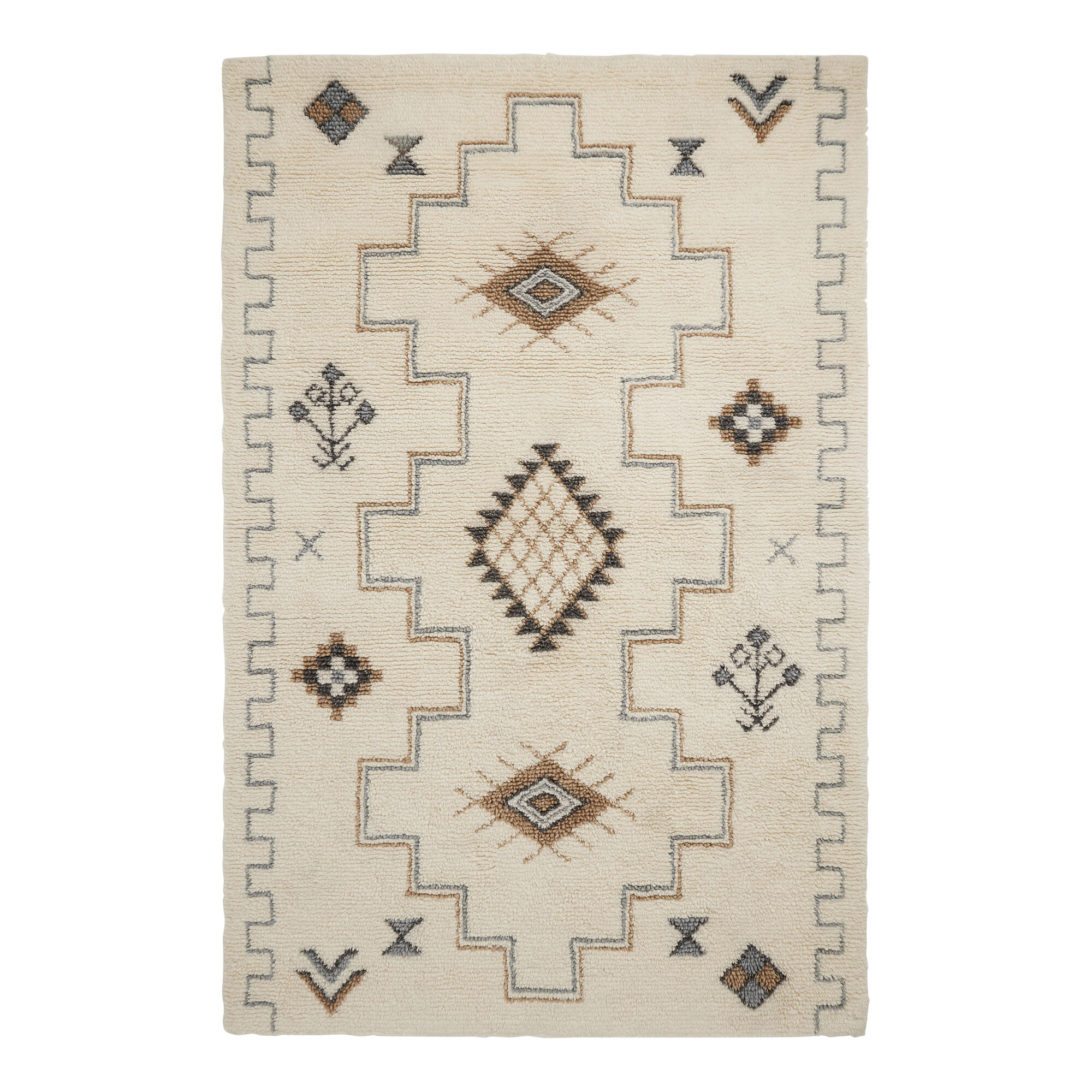 Nolan Ivory and Blue Moroccan Style Tufted Wool Area Rug - World Market