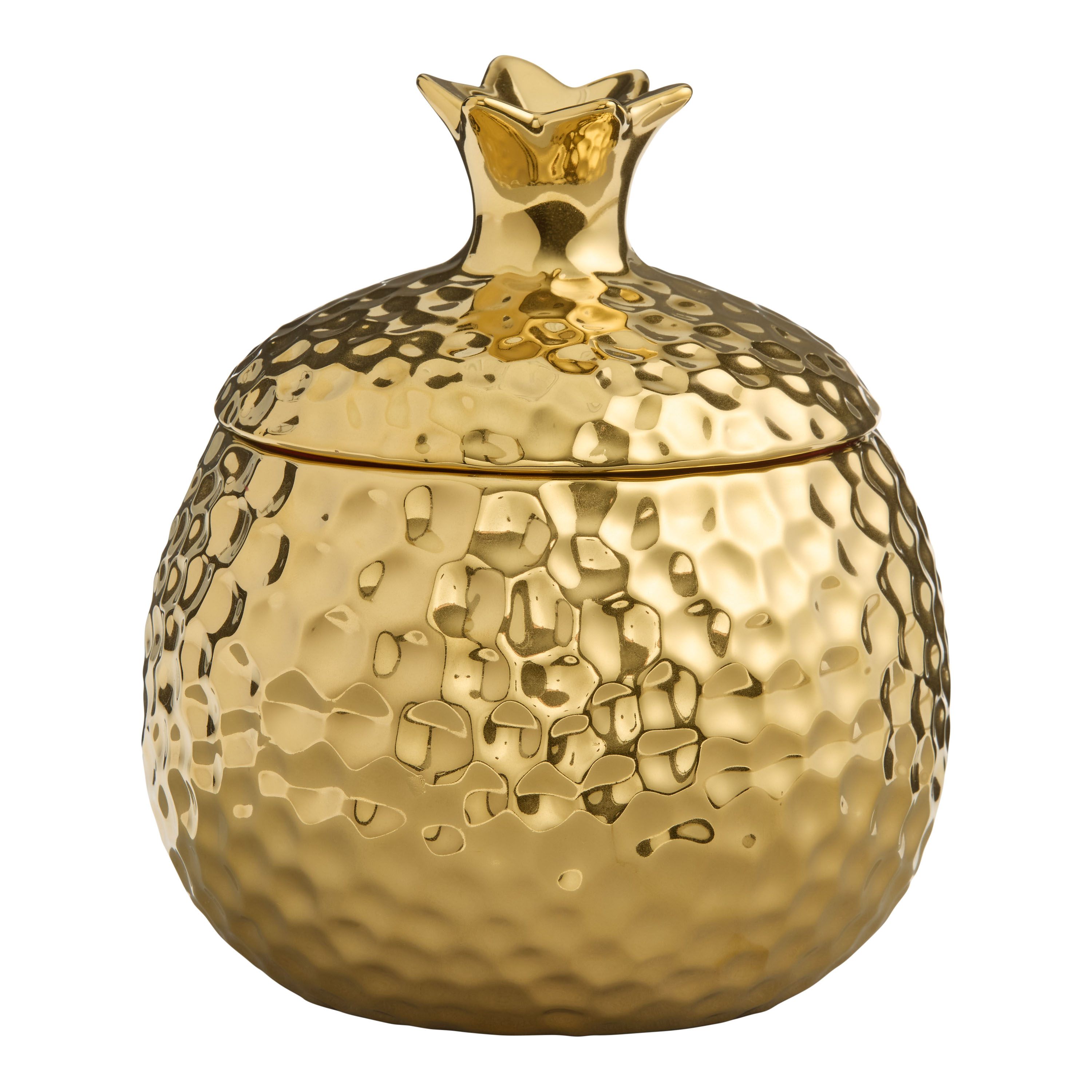 Metallic Gold Ceramic Pomegranate Shaped Trinket Box - World Market