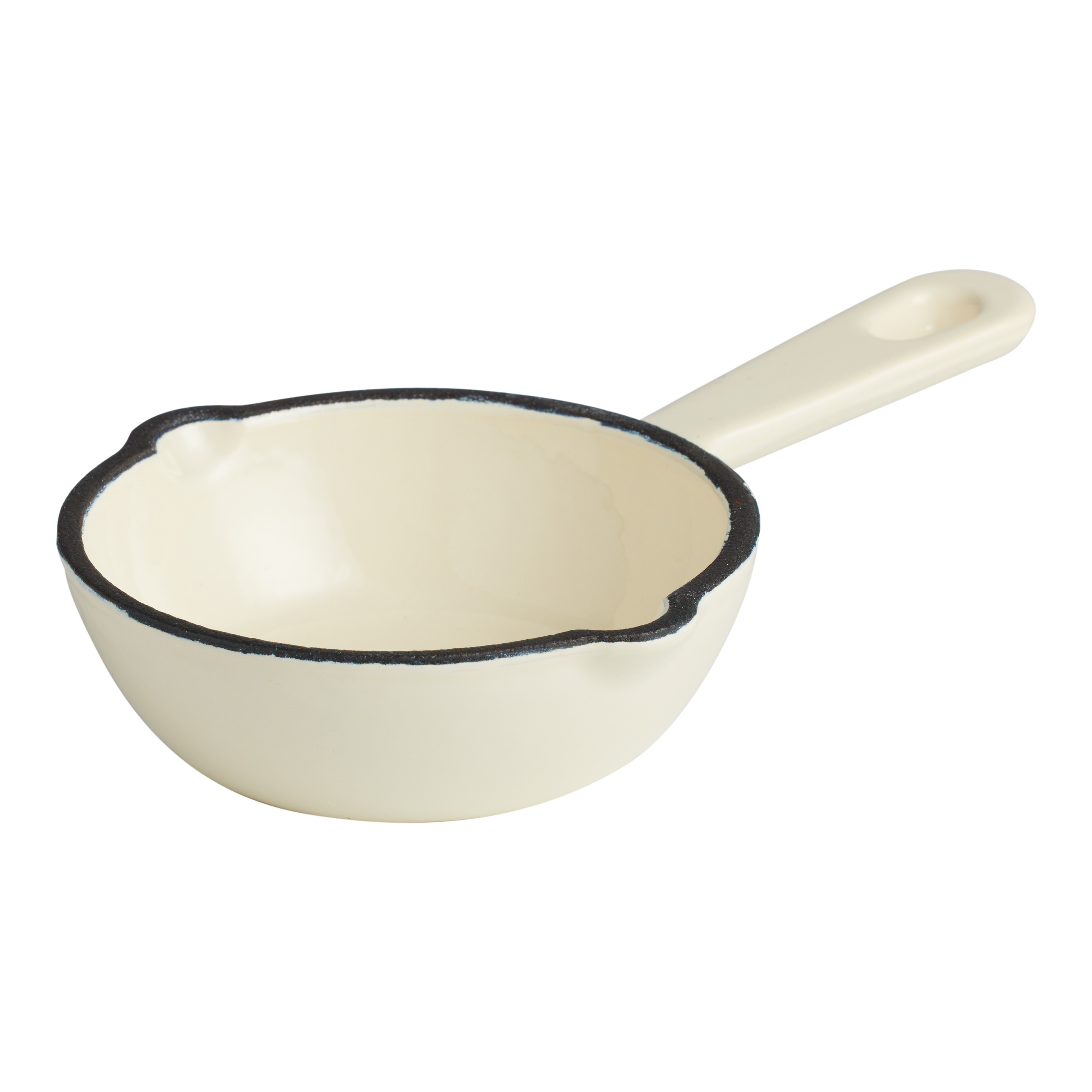 Ivory and Black Rim Enameled Cast Iron Frying Pan - World Market