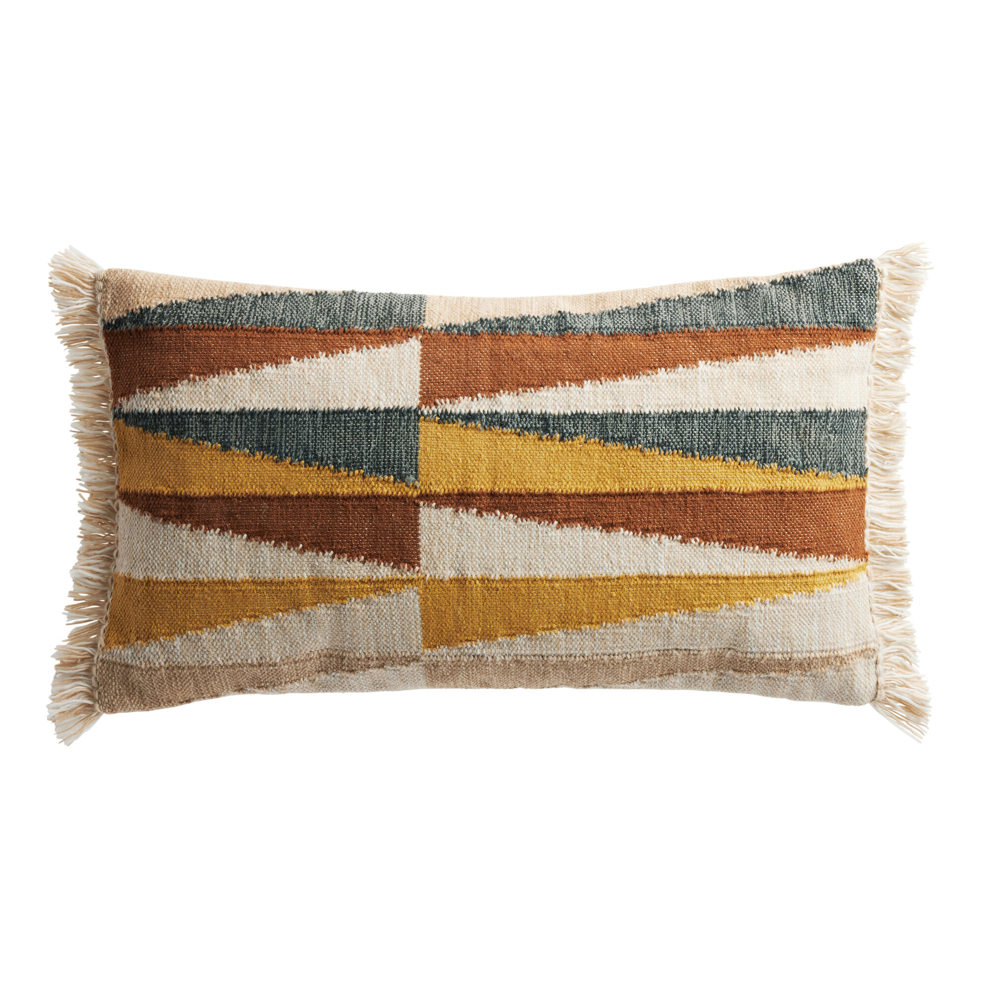 Multicolor Kilim Triangles Indoor Outdoor Lumbar Pillow - World Market